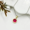 Kırmızı Yuvarlak Taşlı 14 Ayar Altın Kolye Ucu