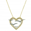 Kuş Figürlü Kalpli 8 Ayar Altın Kolye