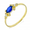 Mavi Opal 14 Ayar Altın Yüzük