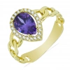Mor Taşlı Gurmet 14 Ayar Altın Yüzük