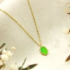 Oval Yeşil Taşlı 8 Ayar Altın Kolye