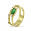 Sarmal Zümrüt Taşlı 14 Ayar Altın Yüzük
