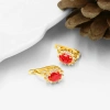 Kırmızı Taşlı 14 Ayar Klipsli Altın Küpe