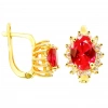 Kırmızı Taşlı 14 Ayar Klipsli Altın Küpe