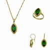 Yeşil Taşlı 14 Ayar Altın Mini Set