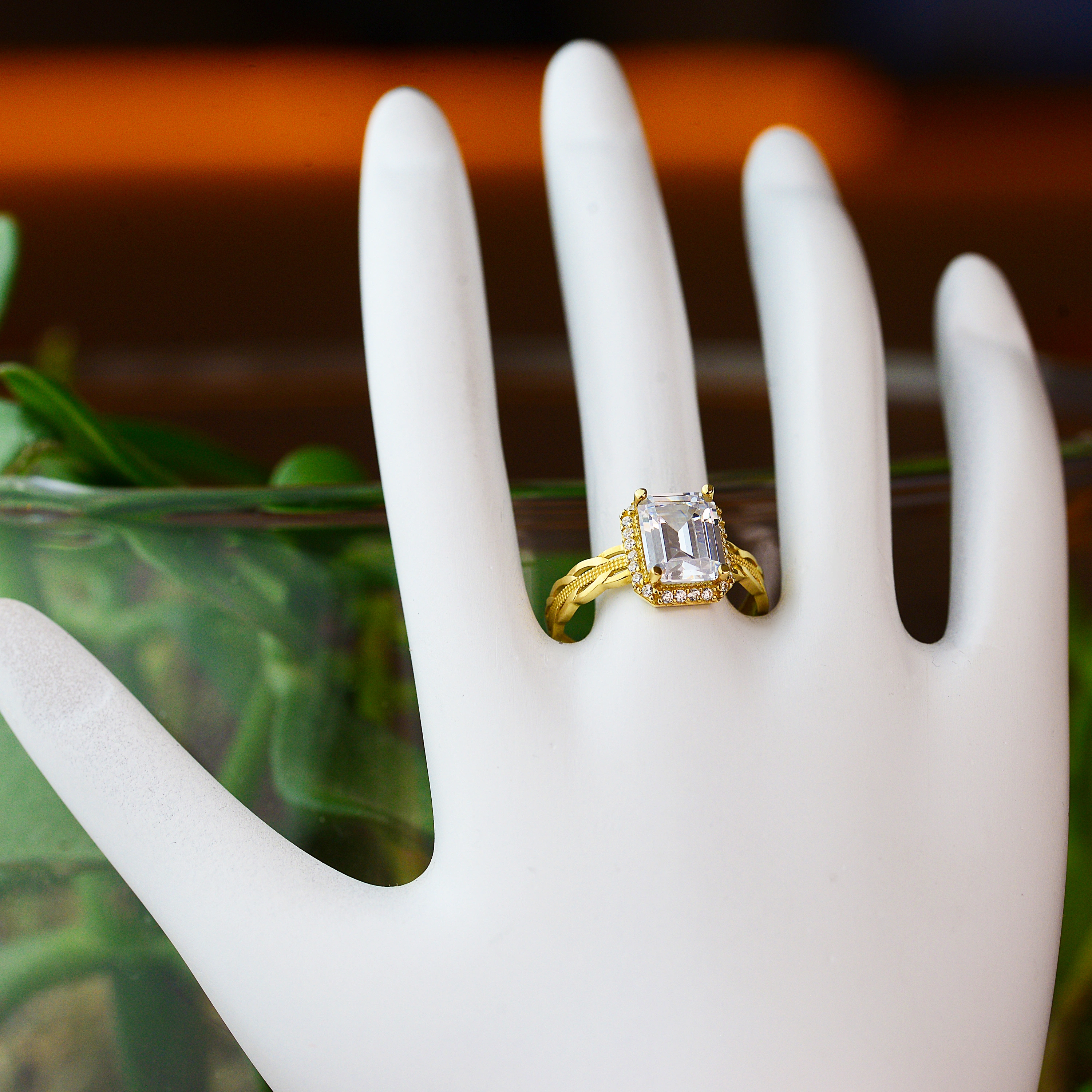 Baget Dikdörtgen Kesim 14 Ayar Altın Yüzük