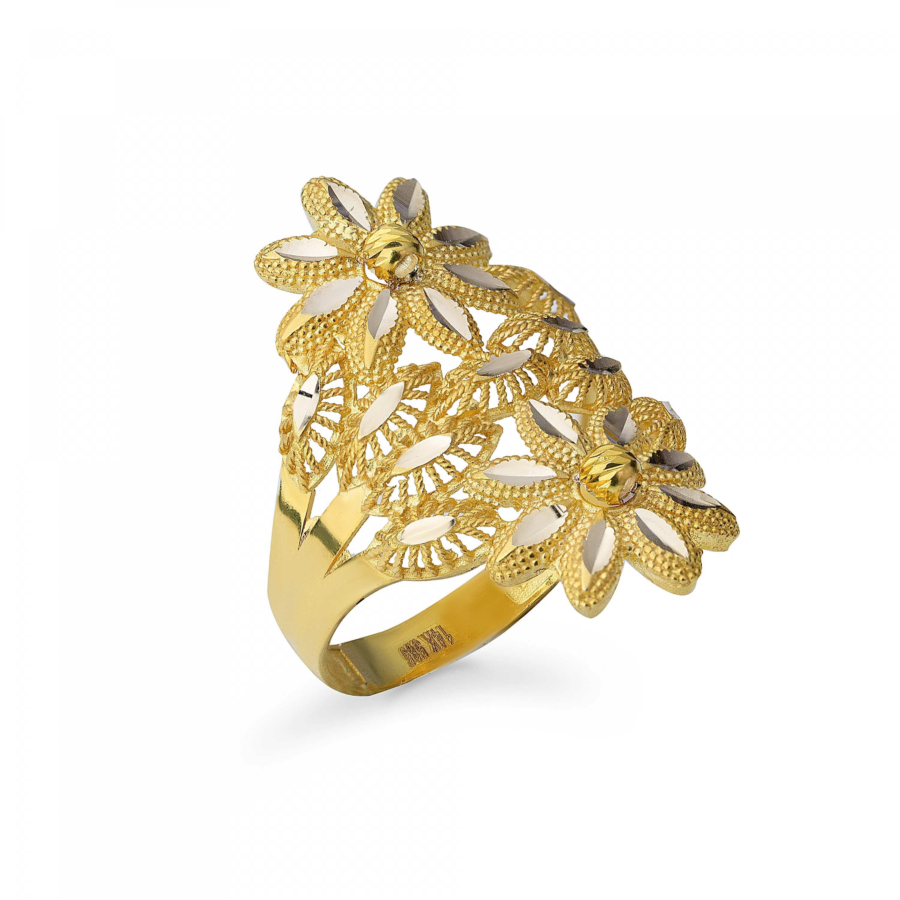 Çiçek Motifli 14 Ayar Altın Yüzük