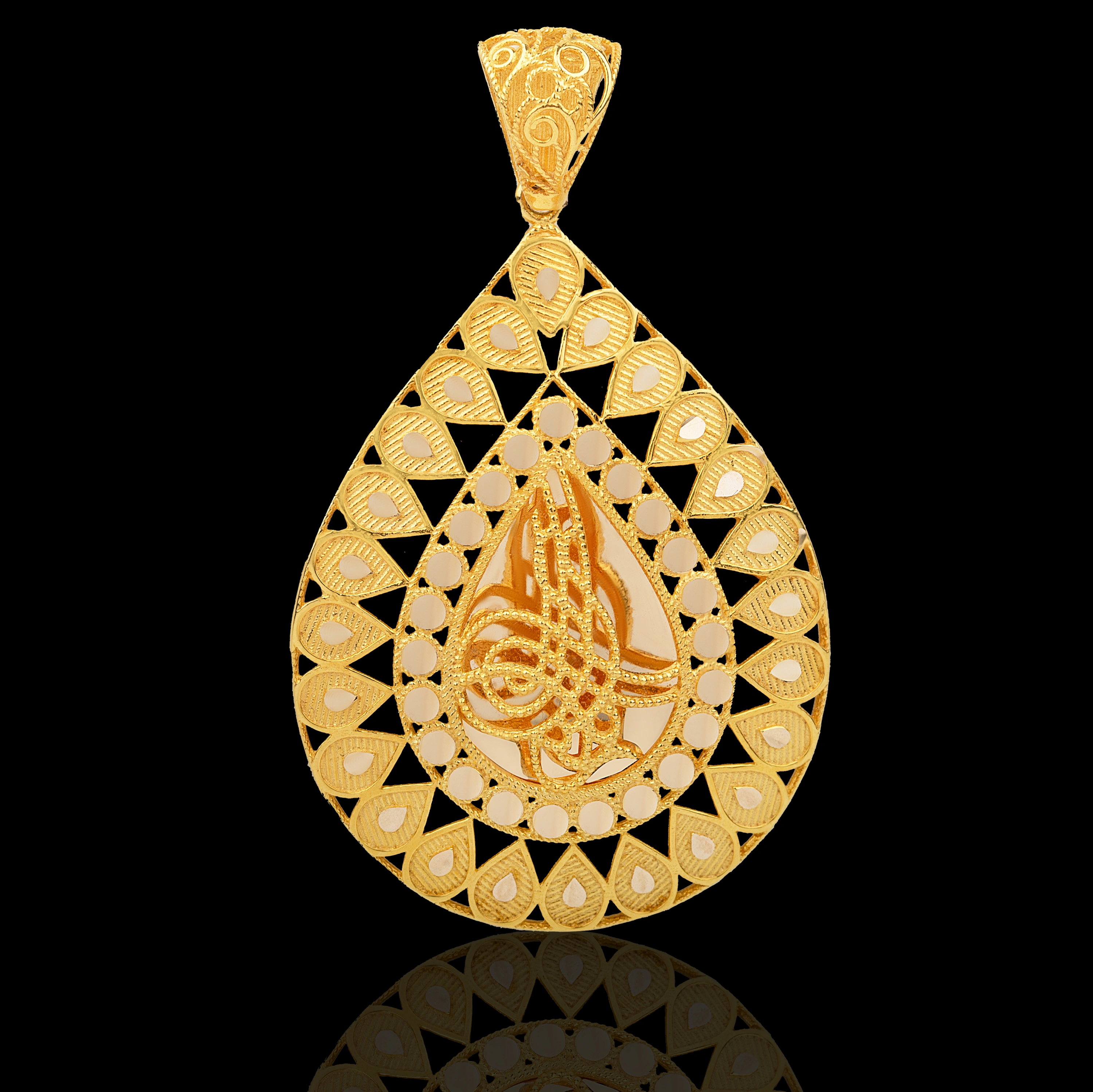 Damlalı Tuğra 14 Ayar Altın Kolye Ucu