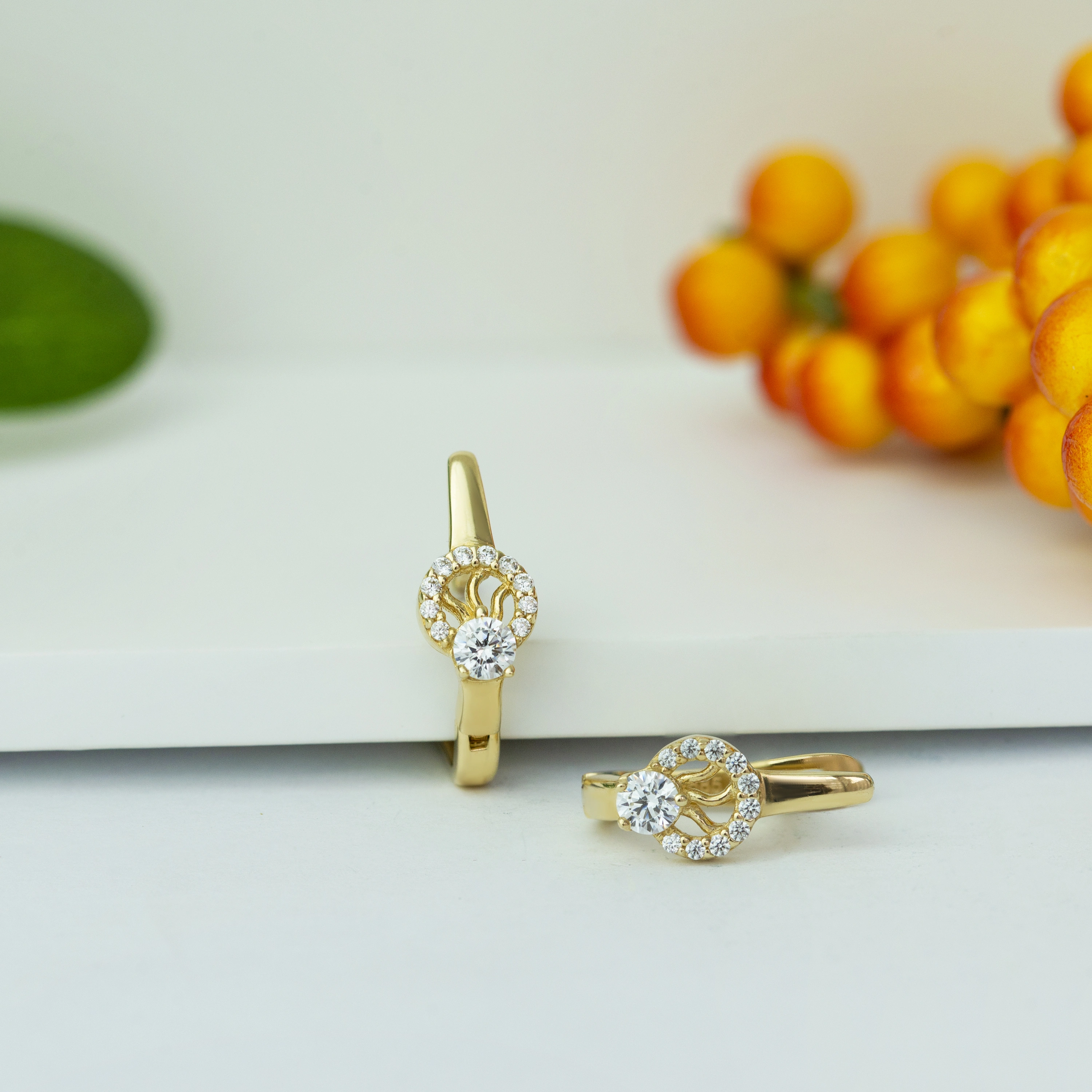 Tektaş Halka 14 Ayar Klipsli Altın Küpe