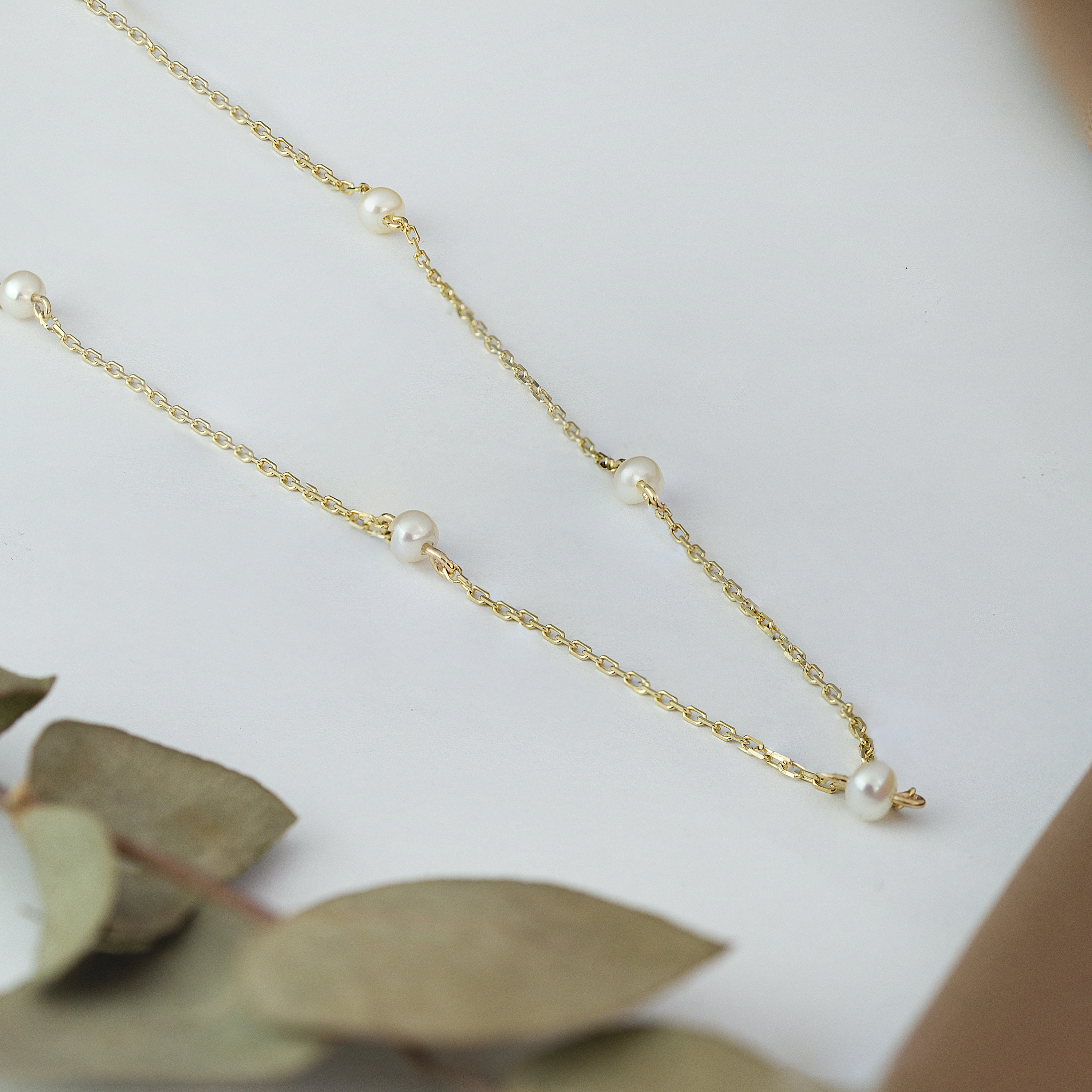 İncili 14 Ayar Altın Kolye