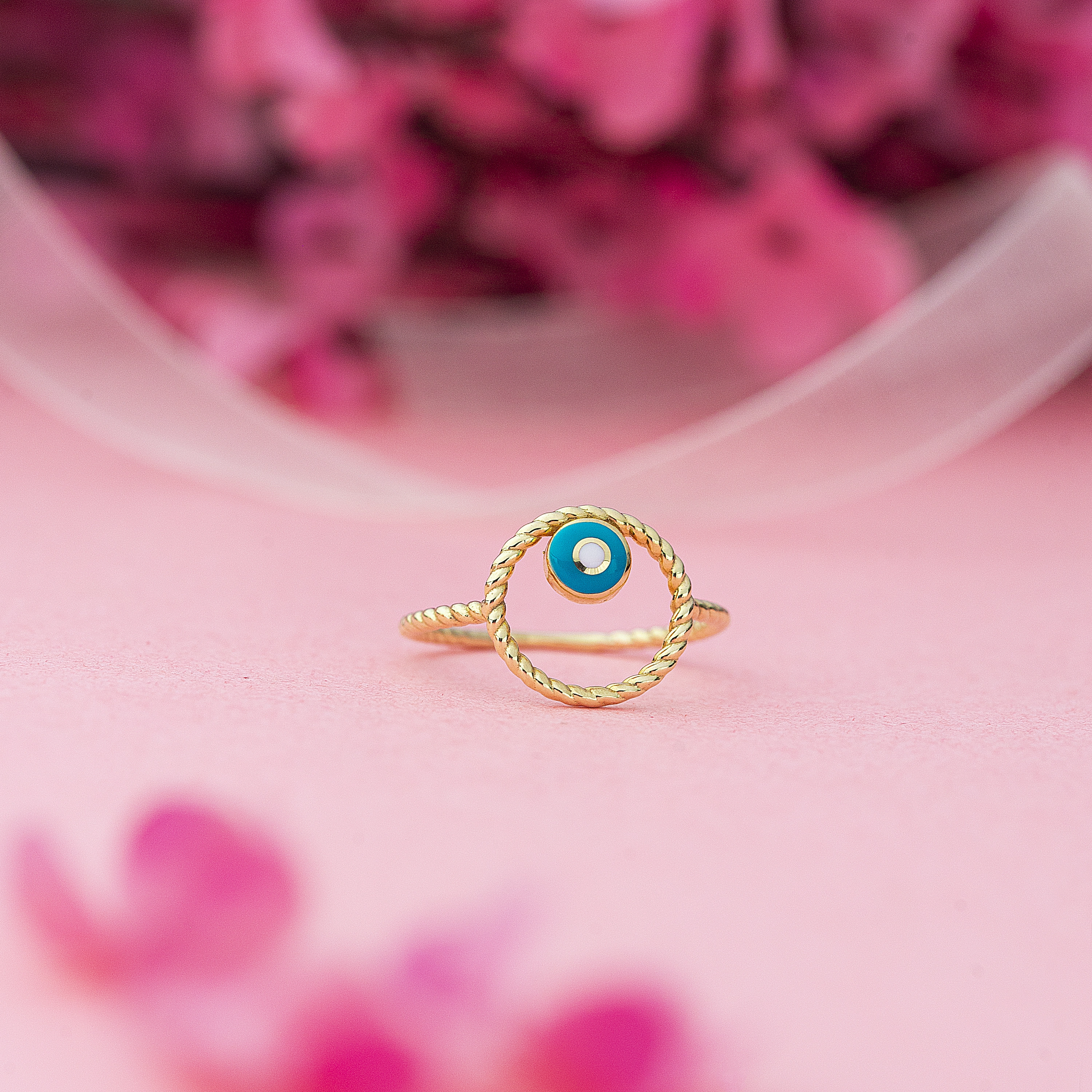 Mavi Halka 8 Ayar Altın Yüzük