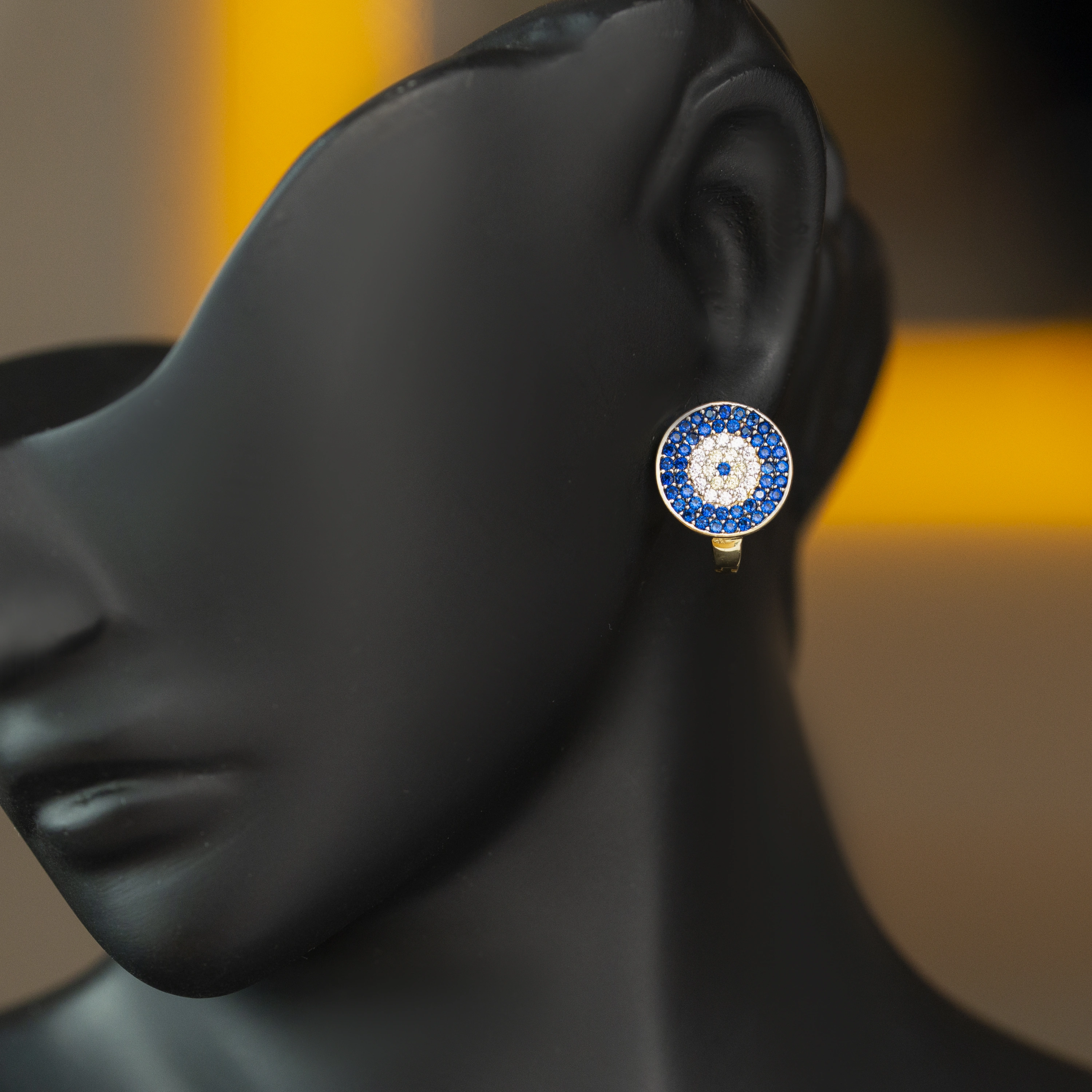 Nazar Boncuklu 14 Ayar Klipsli Altın Küpe