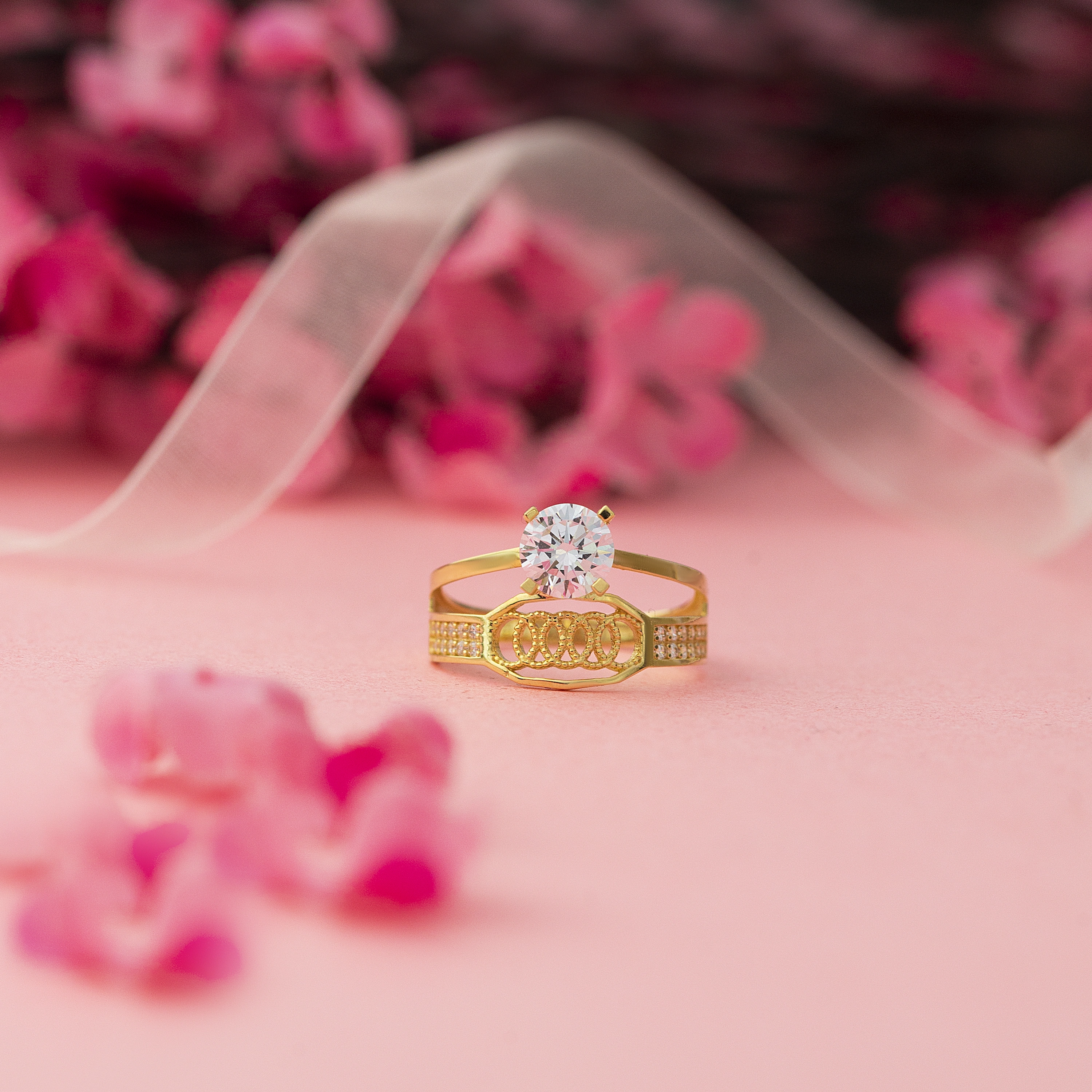 Tektaş Dikdörtgen Kesim 14 Ayar Altın Yüzük