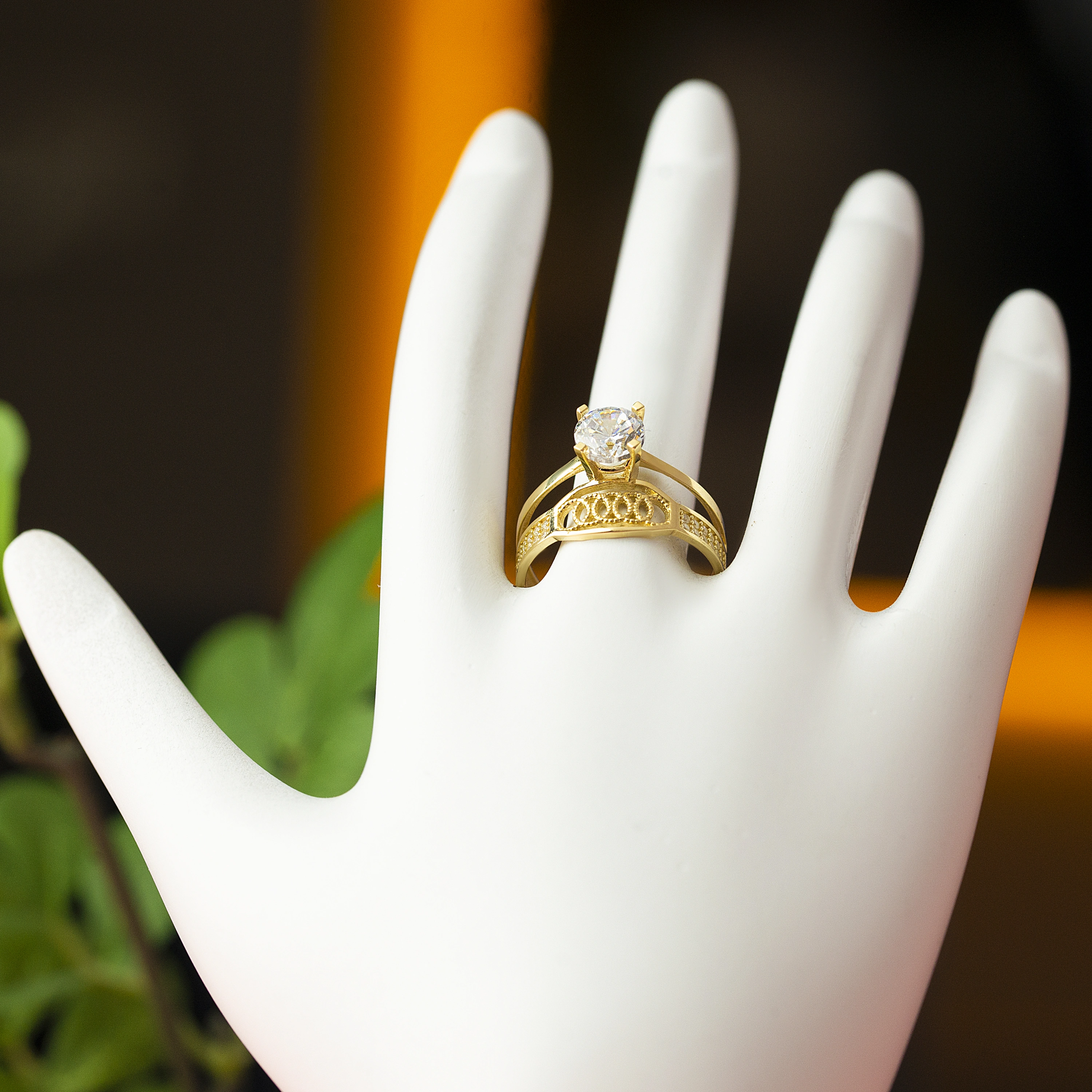 Tektaş Dikdörtgen Kesim 14 Ayar Altın Yüzük