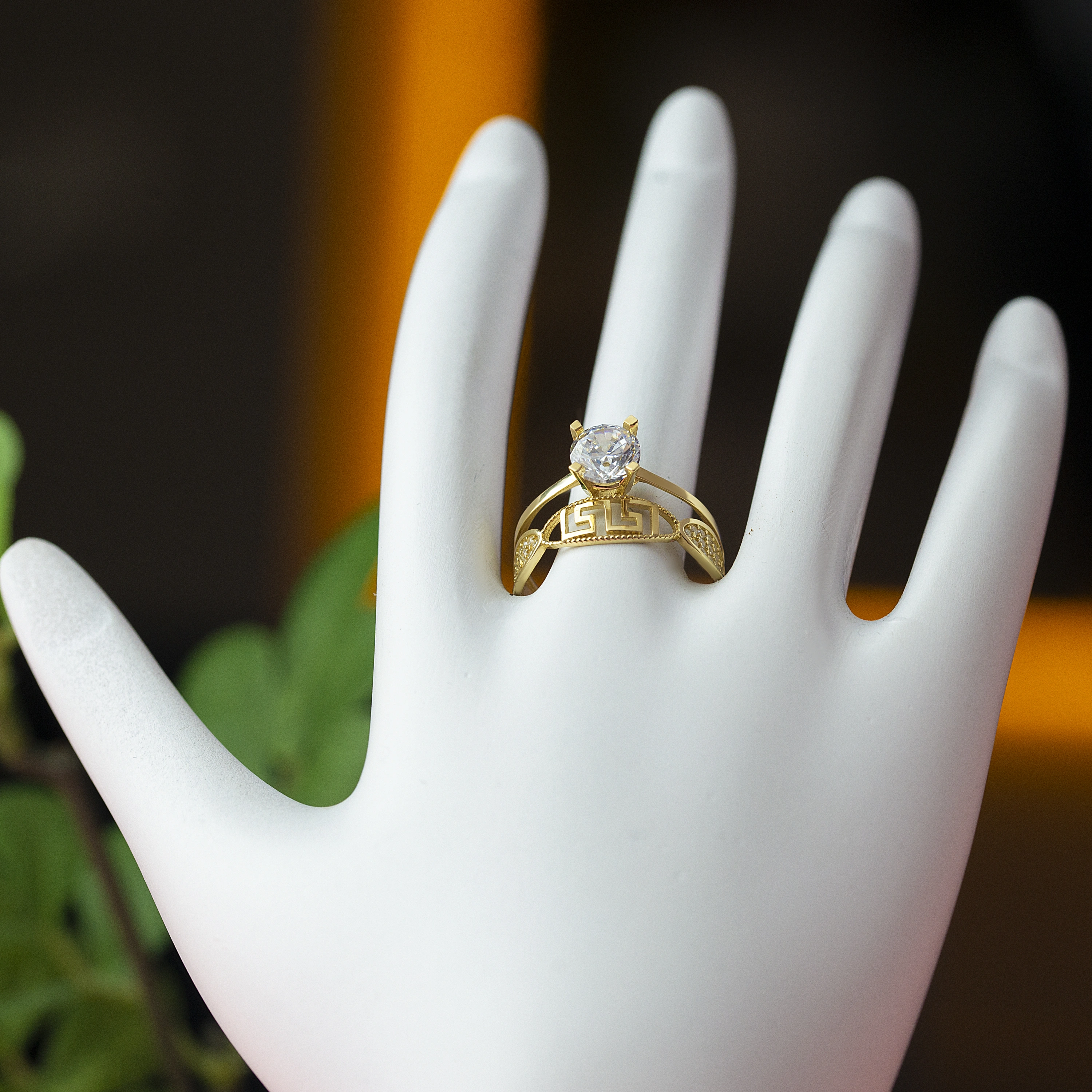 Tektaş Spiral Kesim 14 Ayar Altın Yüzük