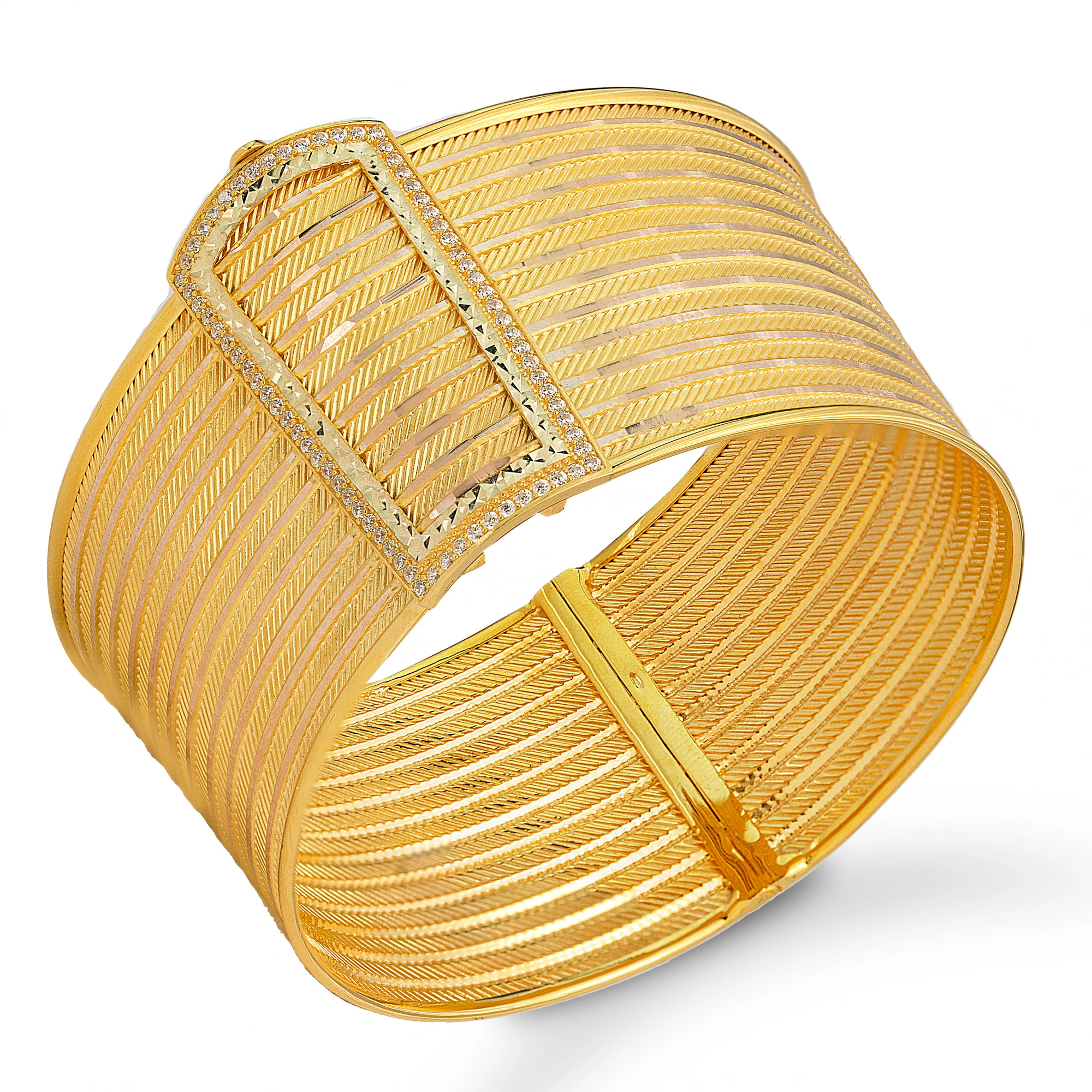 12 Sıra Taşlı Trabzon Hasır 8 Ayar Kelepçe Bilezik