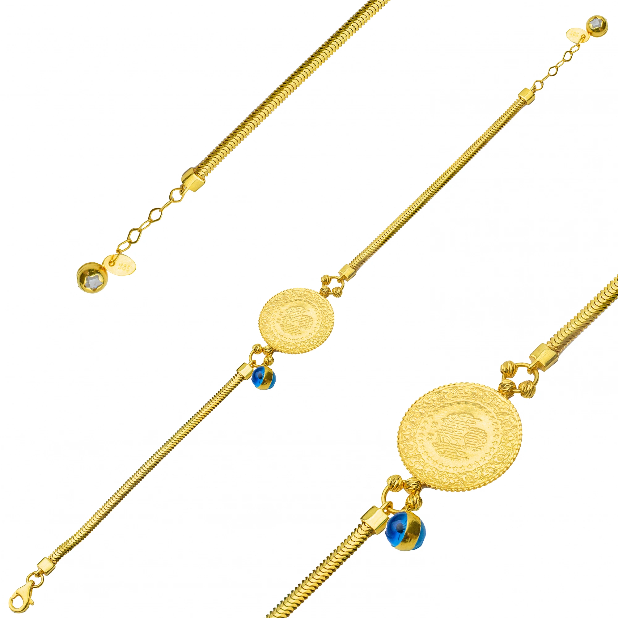 Balık Sırtı Çeyrekli 14 Ayar Altın Bileklik