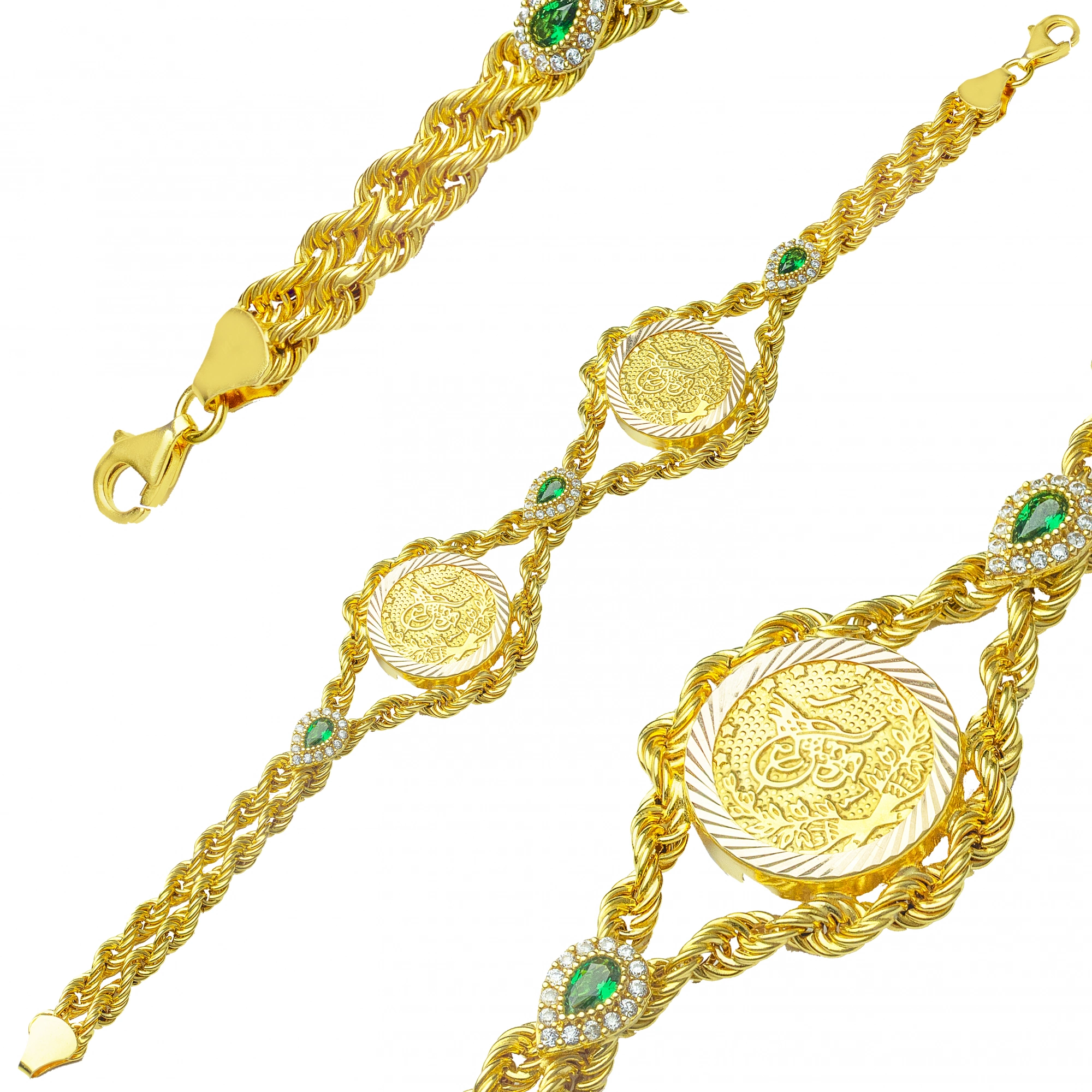 Halat 14 Ayar Altın Çeyrekli Bileklik