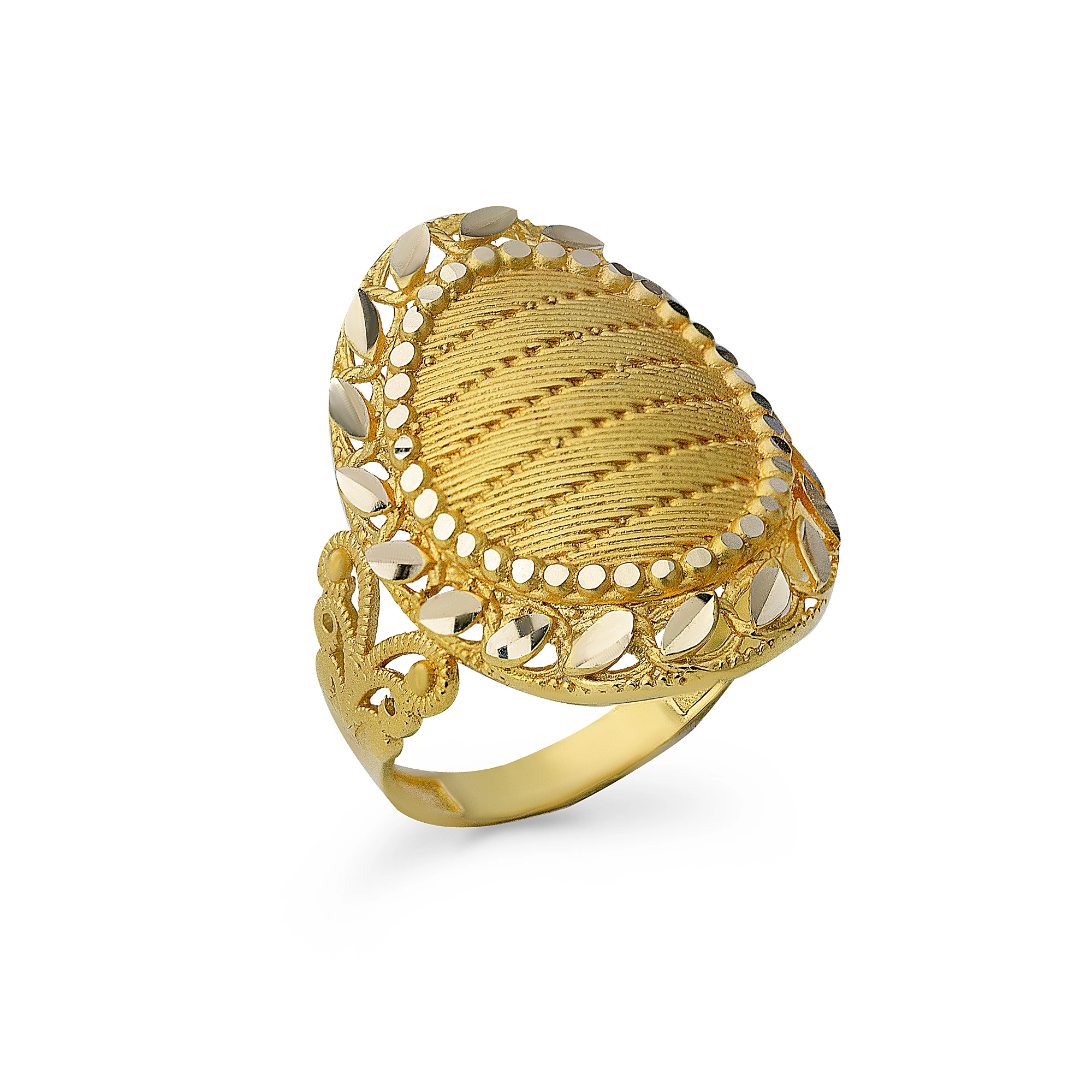 Hasır Sıralı 14 Ayar Altın Yüzük