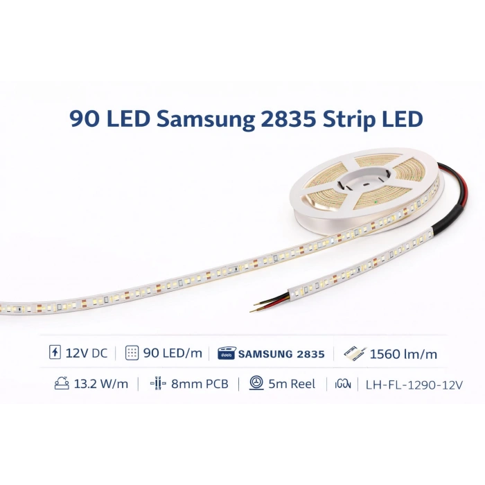 90 LED SMD ŞERİT LED 4000K 12V