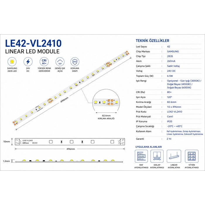 LE42-VL2410 42Lİ SAMSUNG LEDLİ 24V 6.5W MODÜL