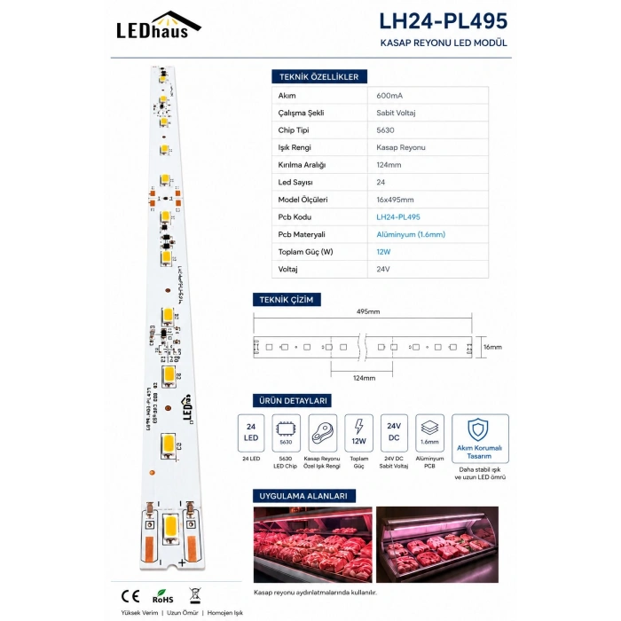 LH24-PL495 12W 24Ledli Kasap Reyonu Led Modülü