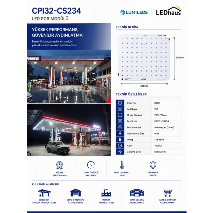 CP132-CS234 90W 132 Benzinlik Kanopi Modül