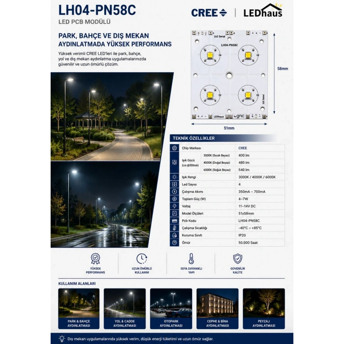 LH04-PN58C 4 LEDLİ PROJEKTÖR MODÜL