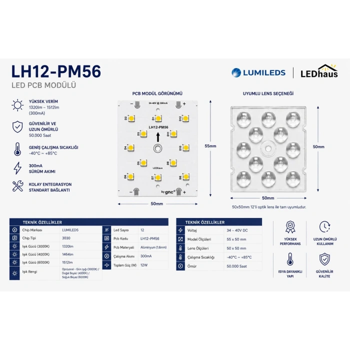 LH12-PM56 12W Projektör Led Modül