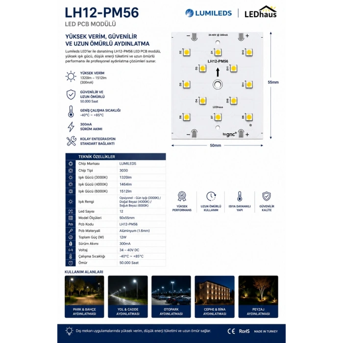 LH12-PM56 12W Projektör Led Modül