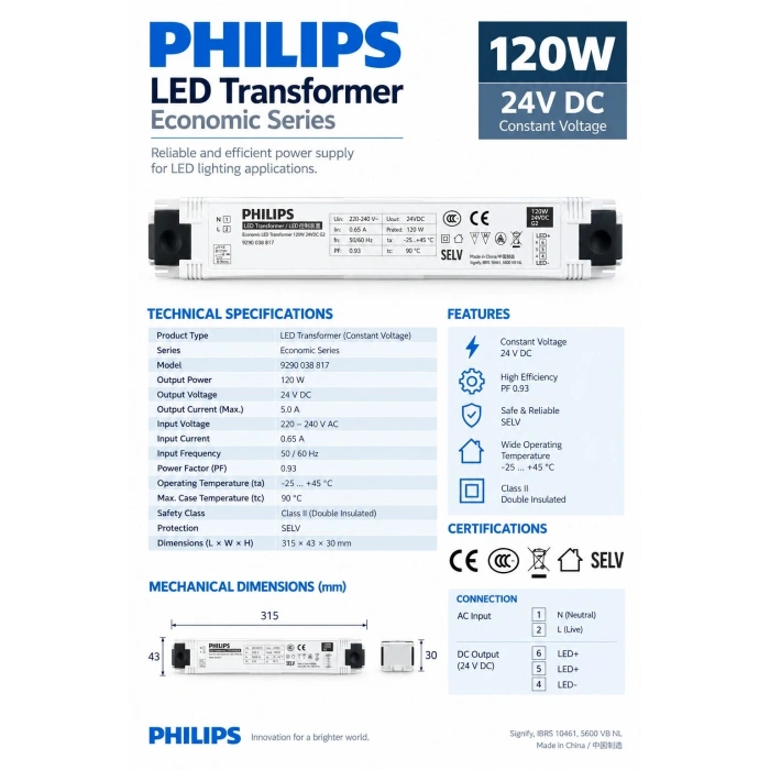 EKONOMİK SERİ 120W 24V SABİT VOLTAJ LED SÜRÜCÜ