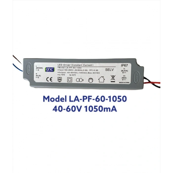 LA-PF-60-1050 60W 1050mA PF:>0.95 Sabit Akım LED Sürücüsü