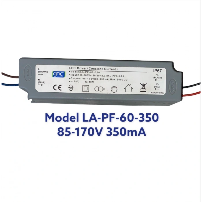 LA-PF-60-350 60W 350mA PF:>0.95 Sabit Akım LED Sürücüsü
