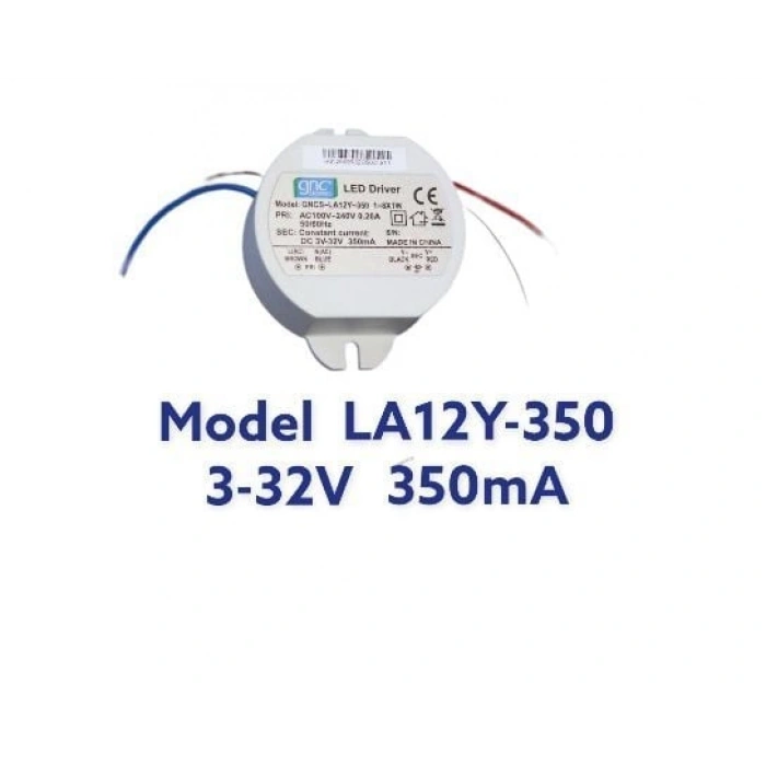 LA12Y-350 Sabit Akım 12W 350mA Yuvarlak LED Sürücüsü