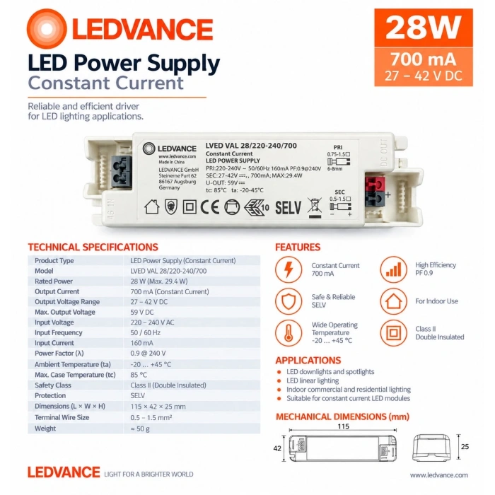 LED VAL 28W7220-240/700 28W 700mA