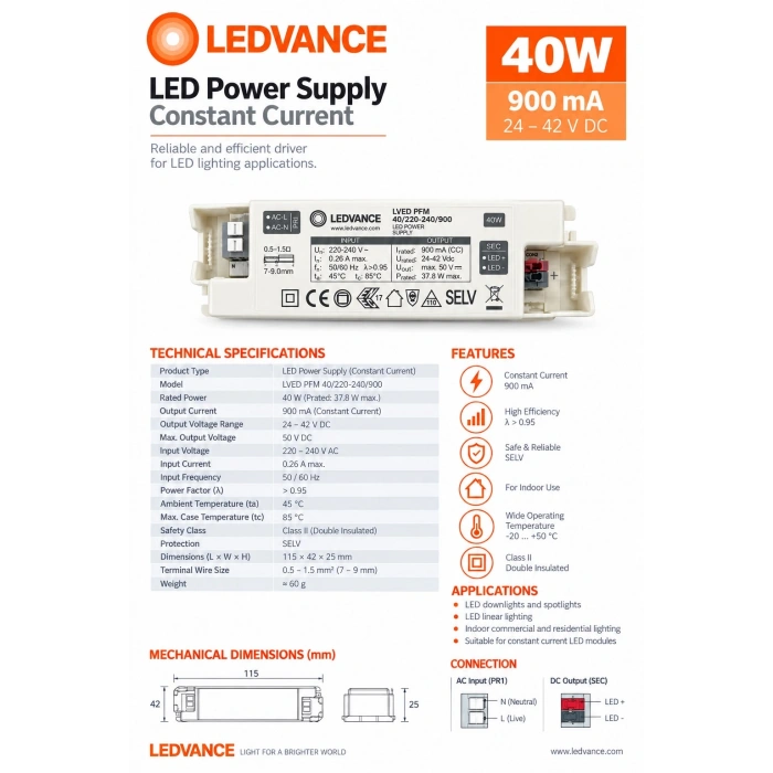 LED VAL 40W7220-240/900 40W 900mA