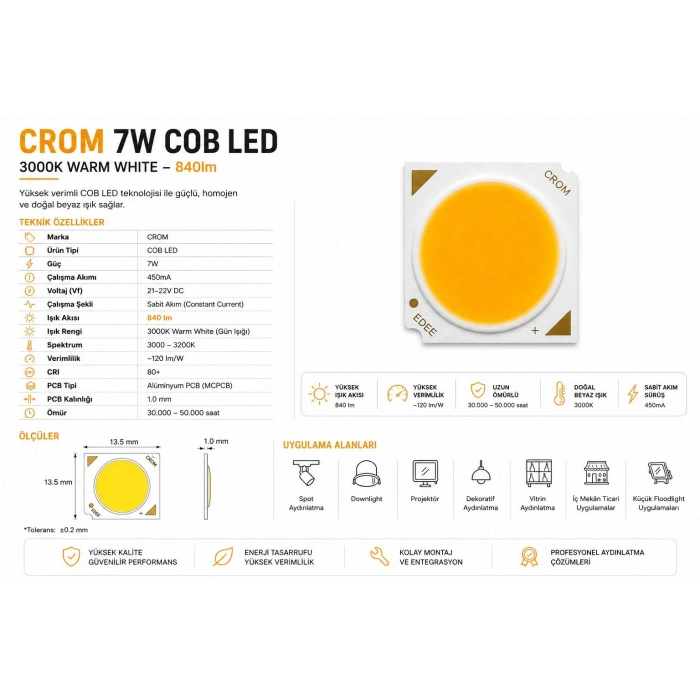 LEDHAUS 7W 450mA 30-32K COB LED