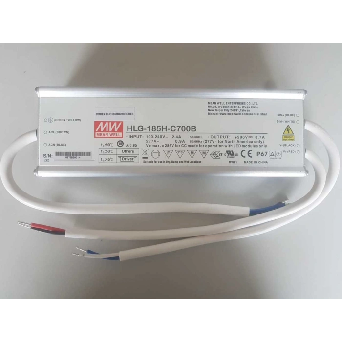 Meanwell HLG-185H-C700B IP67 Dım Edilebilir Led Güç Kaynağı