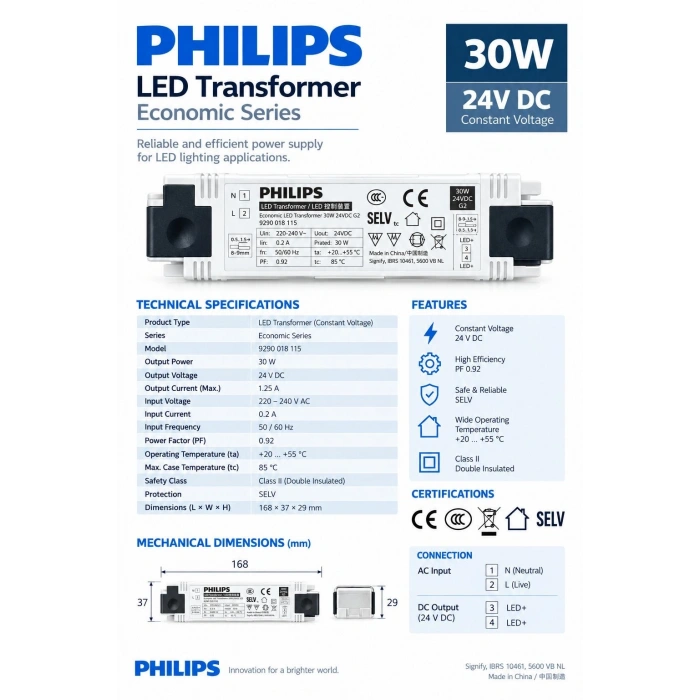 PHILIPS EKONOMİK SERİ 30W 24V SABİT VOLTAJ LED SÜRÜCÜ