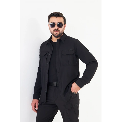 Battal Taktikal Pençli Siyah Gömlek