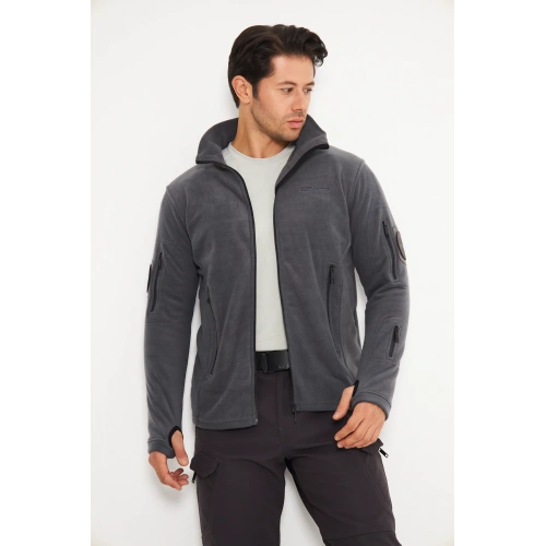 Tactical Outdoor Taktik Hırka Dik Yaka Polar Fermuarlı Polar Antrasit