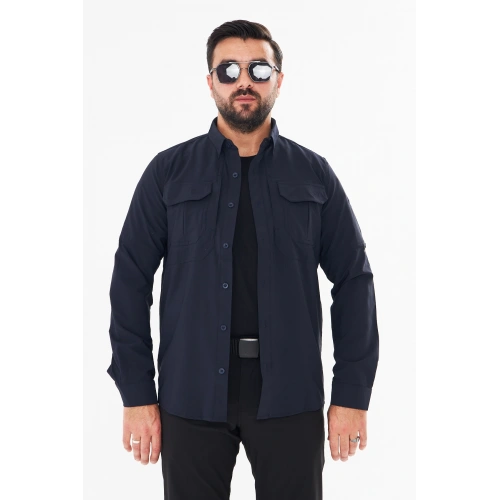 Taktikal Düz Lacivert Gömlek