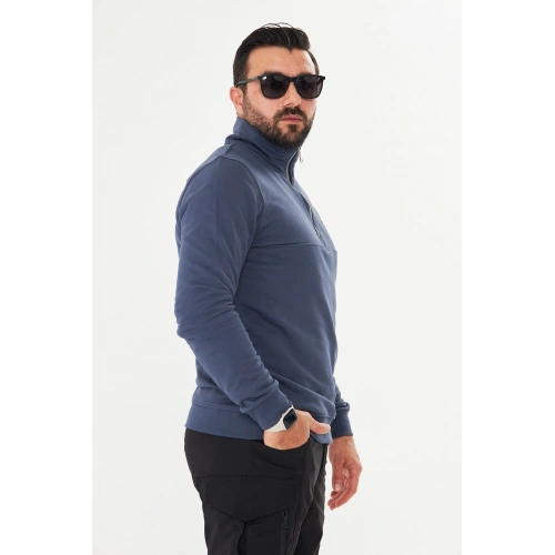 Yarım Fermuarlı %100 Pamuk Sweat Füme