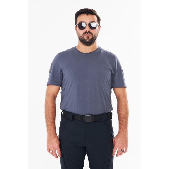 Battal Füme Bisiklet Yaka Taktikal T-shirt