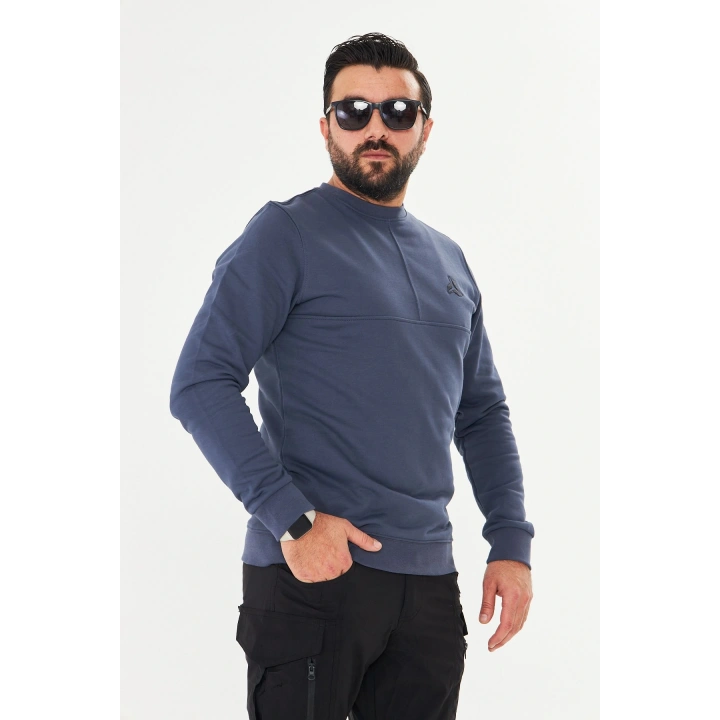 Bisiklet yaka %100 Pamuk Sweat Füme