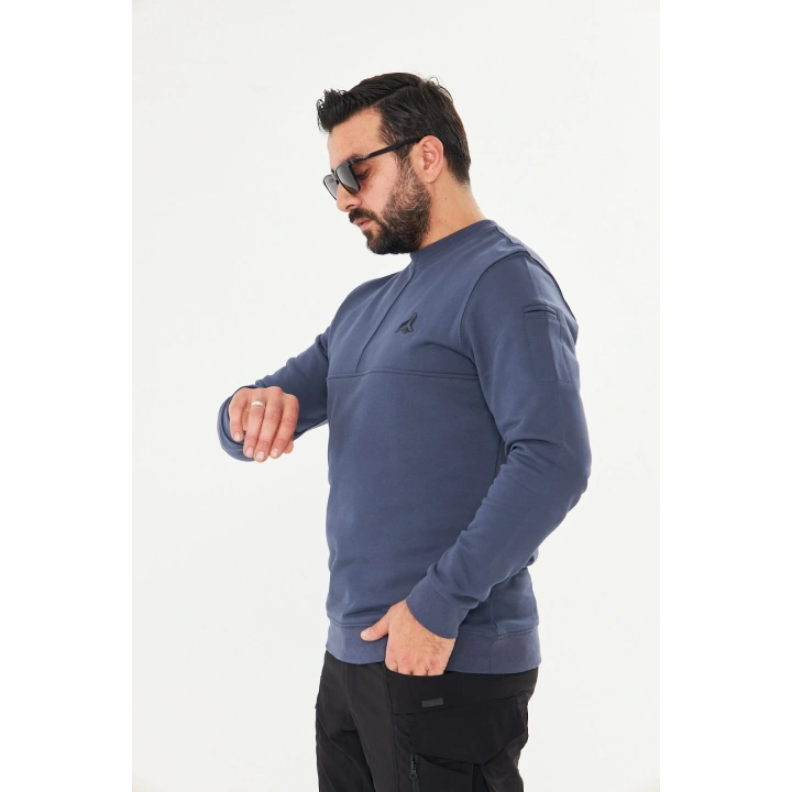 Bisiklet yaka %100 Pamuk Sweat Füme