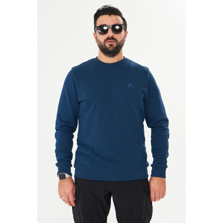 Bisiklet Yaka %100 Pamuk Sweat İndigo