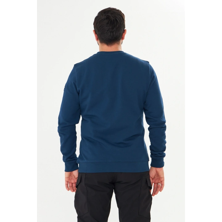 Bisiklet Yaka %100 Pamuk Sweat İndigo