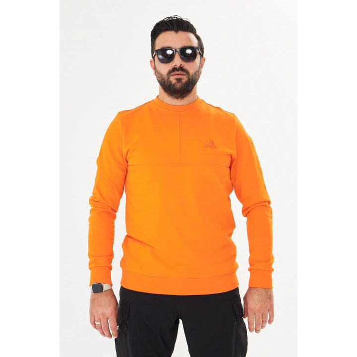 Bisiklet yaka %100 Pamuk Sweat Oranj