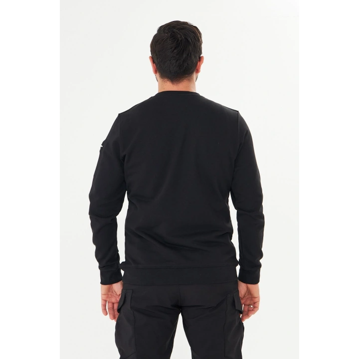 Bisiklet Yaka %100 Pamuk Sweat Siyah